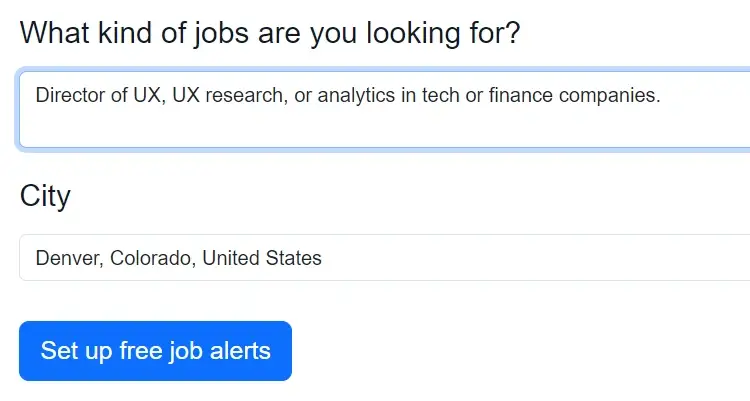 Screenshot of user-friendly AI job search